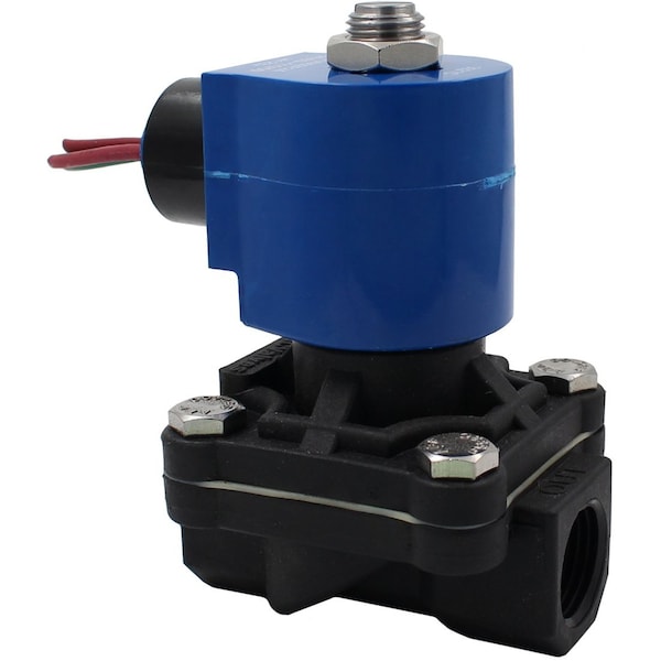 Solenoid Valve, 2-Way, 1/2 in Pipe Size, 120V/60V, 110V/50V, Diaphragm, Pilot Operated, Nylon, NBR